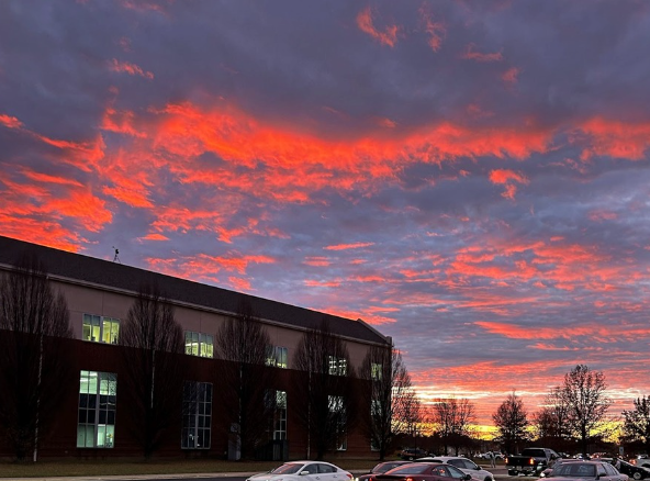 Sun rises over EHS Dec. 15, 2023.