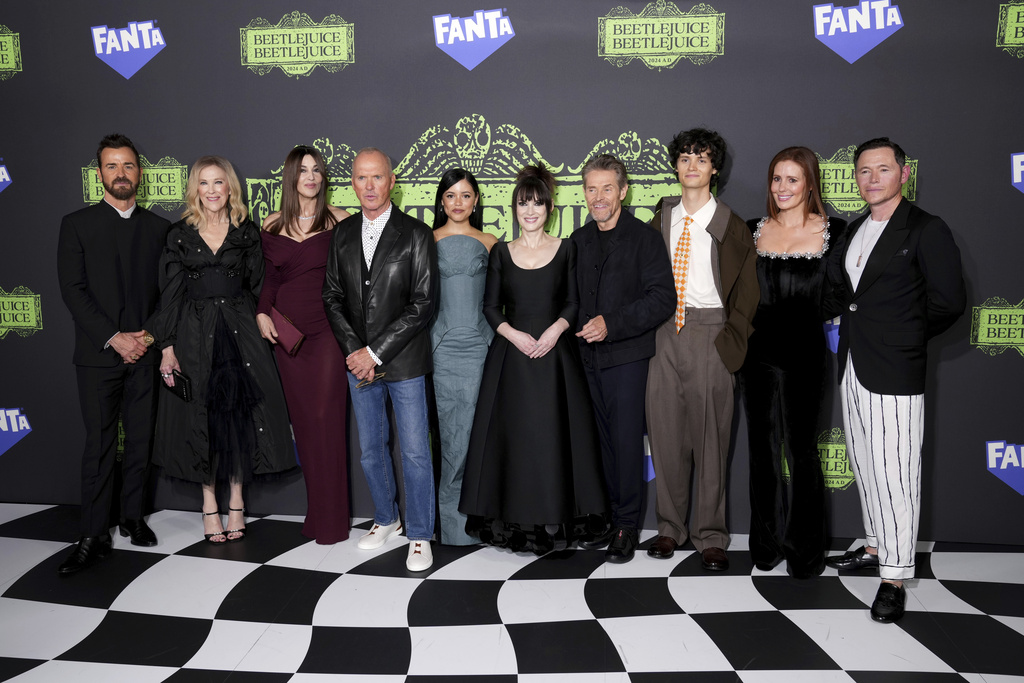 The cast of "Beetlejuice Beetlejuice" at the movie's premier on Sept. 10.