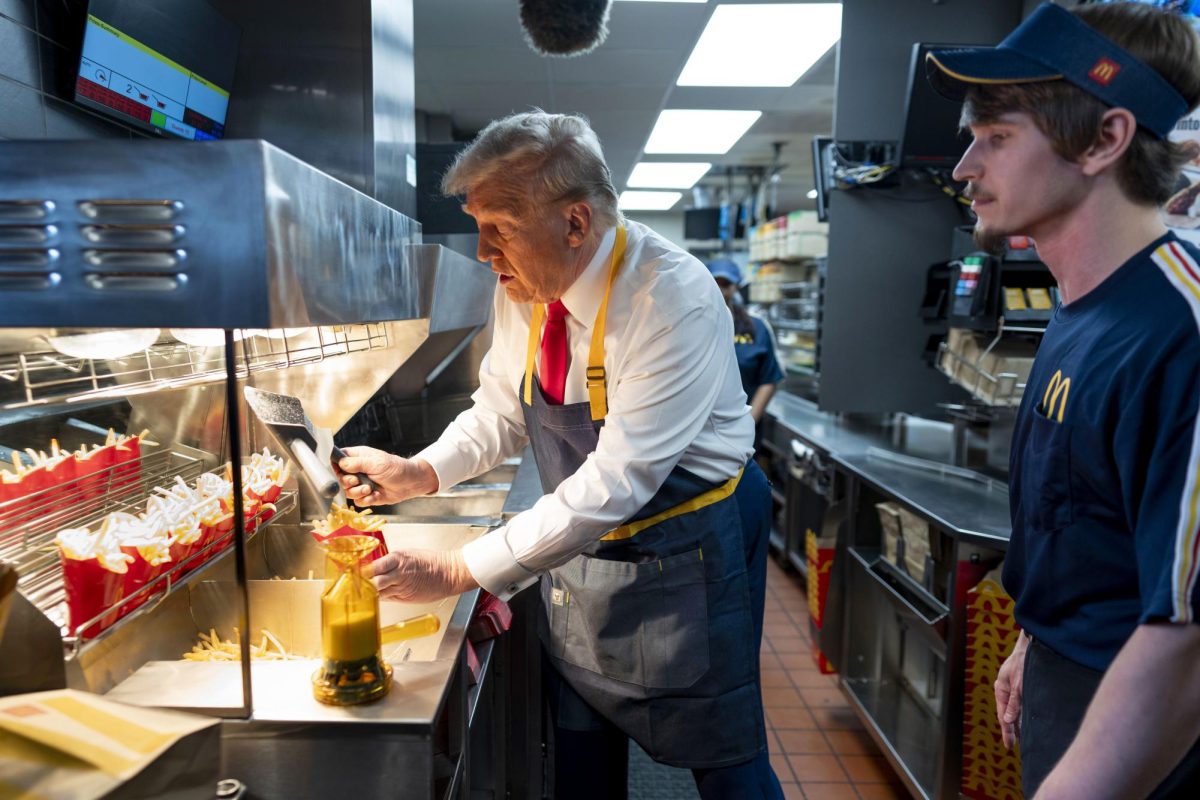 Trump makes fries at McDonald's Oct. 20.